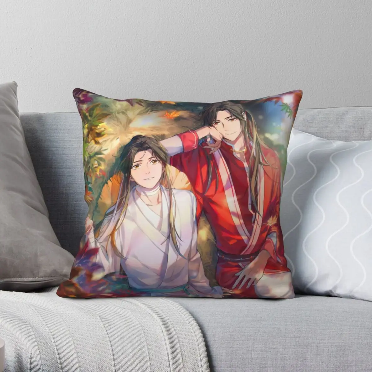 TGCF Hualian Square Pillowcase Polyester Linen Velvet Printed Zip Decor Home Cushion Cover