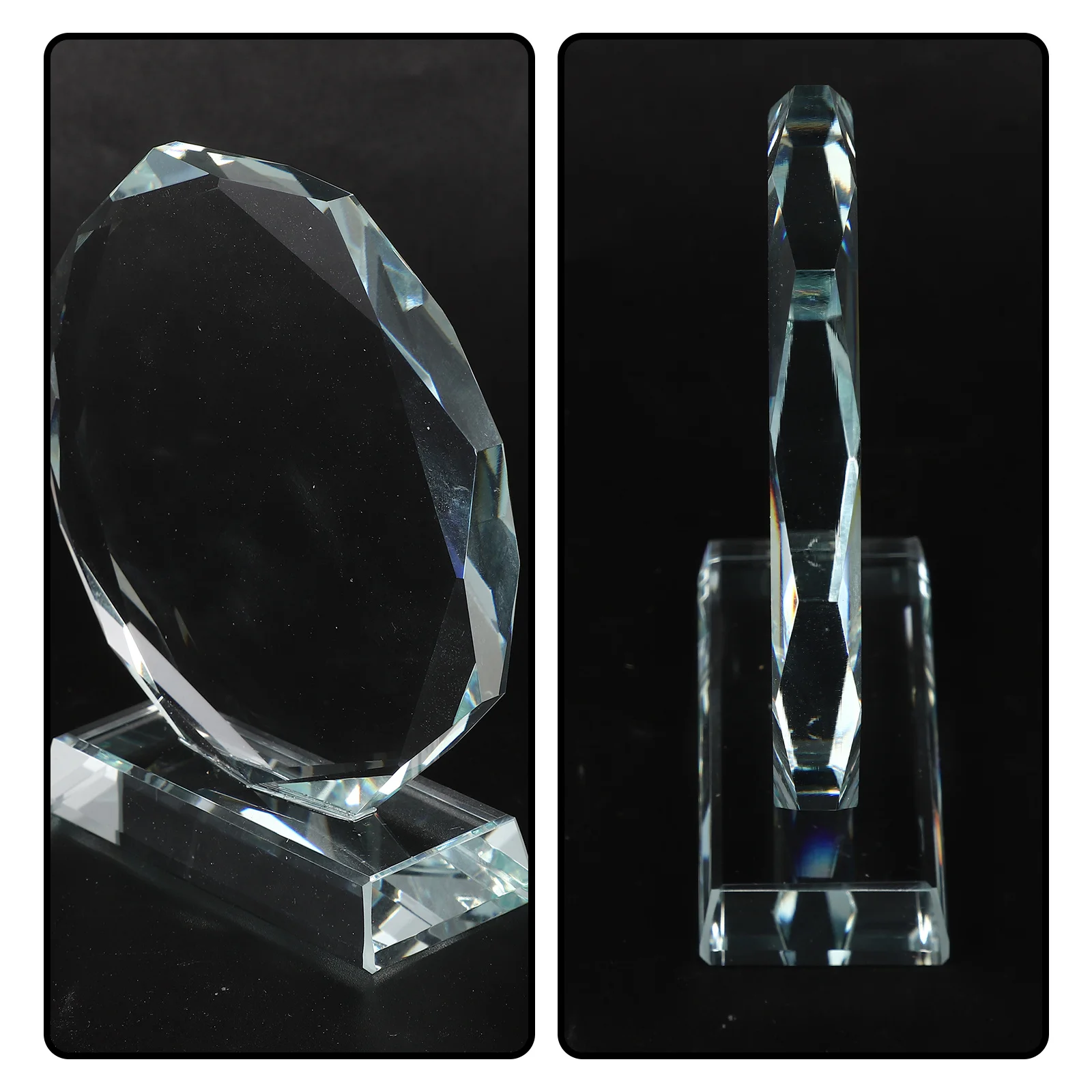 Trofeo di cristallo Premio trasparente Premio decorativo delicato Desktop Design creativo Forma semplice Eccellente esperienza di utilizzo