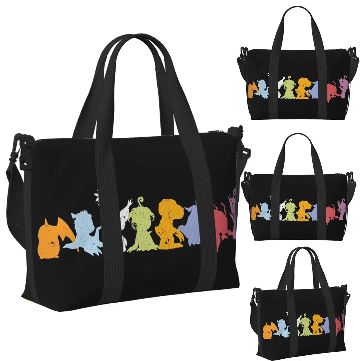 

Rookies Lineup Digimon Agumon Matt Gabumon Sora Anime Beach Travel Bag Tote Bags for Gym Yoga Women Shopping Duffle Shoulder Bag