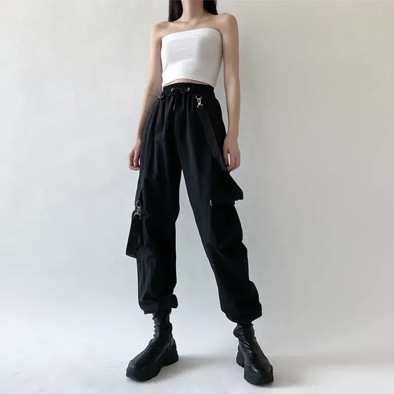 

New 2023 Street Hip-hop Harajuku Girl Solid Jumpsuit Women Overalls Casual Jumpsuit Female Trousers Baggy Cargo Pants