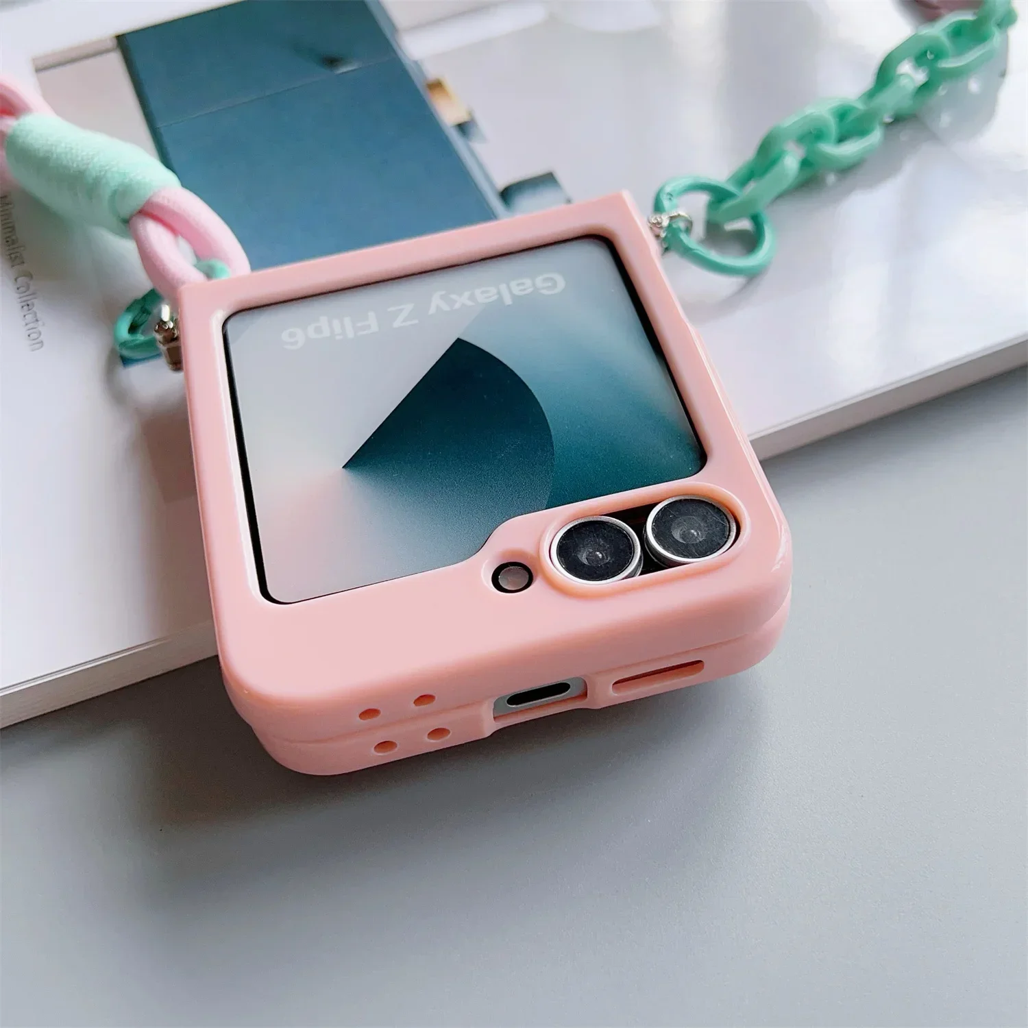 Candy Solid Schutzhülle mit Umhängeband, schlanke Handyhülle für Samsung Galaxy Z Flip 8 7 4 5 6 Flip6 Flip7, niedliche Hülle – Detail 14