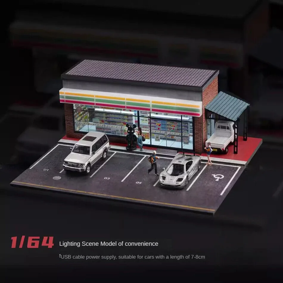 

X-T 1/64 Diorama Car Garage Model LED Lighting City Store Parking Lot Scene Model