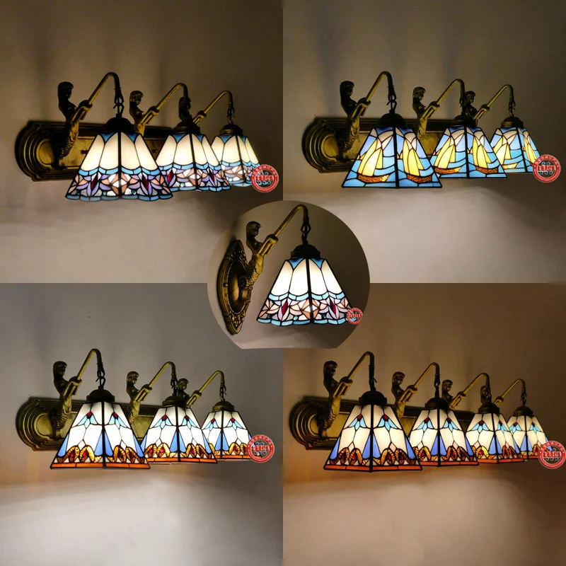 

Vintage European Wall Lamp 1/2/3 Heads Tiffany Bathroom Mirror Aisle Balcony Porch Light D32301