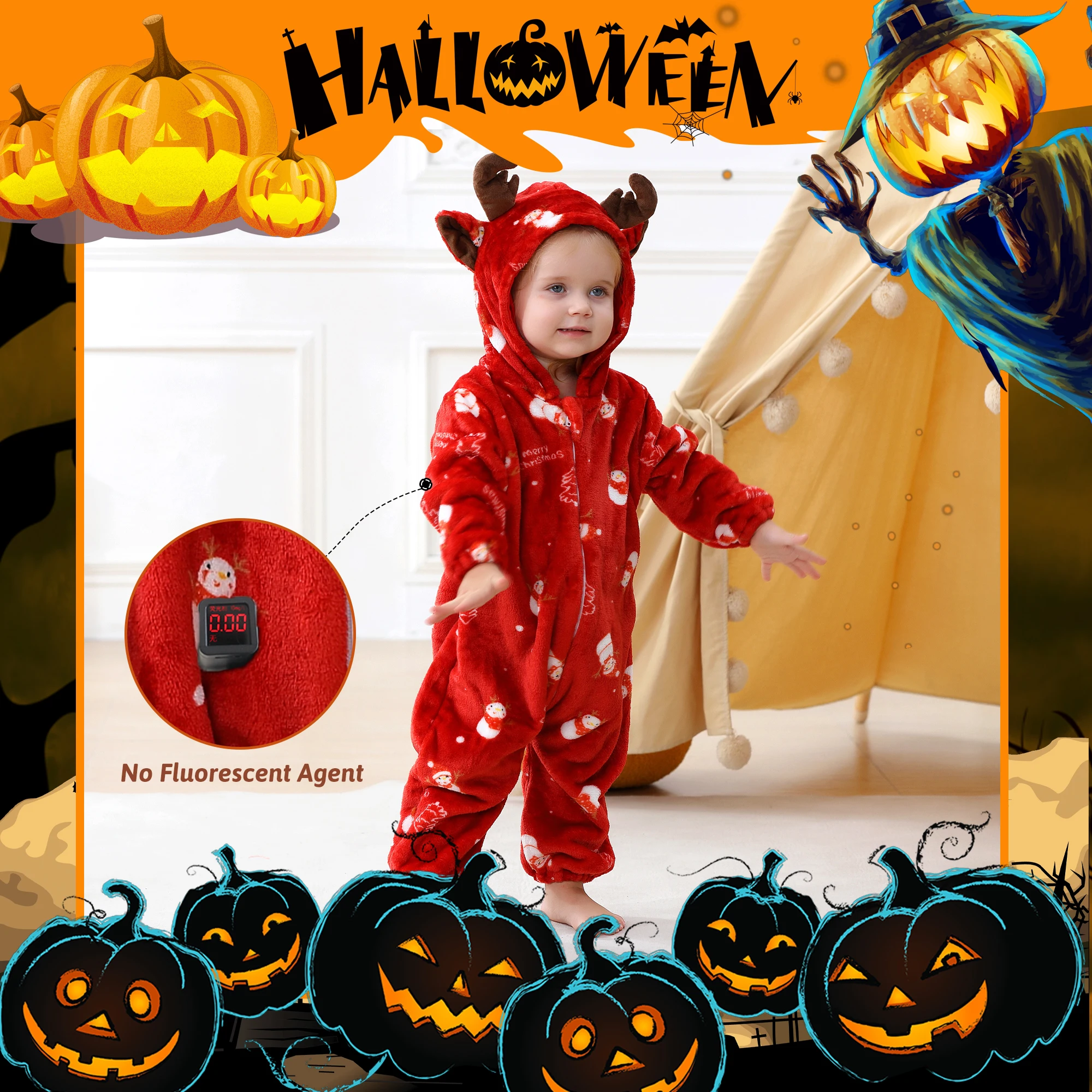 MICHLEY Halloween Cosplay Neugeborenes Baby Mädchen Kleidung Strampler Cartoon Giraffen Kostüm Jumpsuit Winter Warmer Einteiler Outfit für Jungen – Detail 12