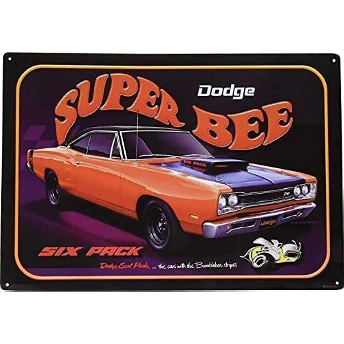 Dodge Super Bee Six Pack Car Retro Look Home Cave,Bar,Club,Kitchen Coffee Wall Art Decoration Metal Tin Sign 12 X 8 inch