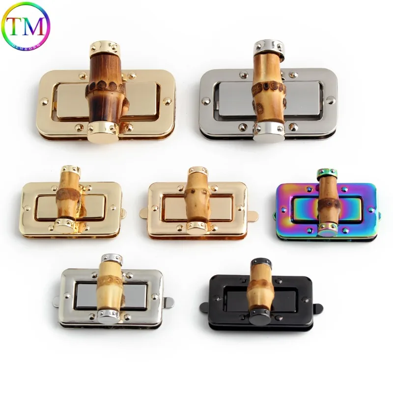 1-5-10Sets 43x25mm&61x33mm Bamboo Turn Lock Snap Lock For Handbag Bags Purse Twist Buckles Closure Clasps Decor Accessories