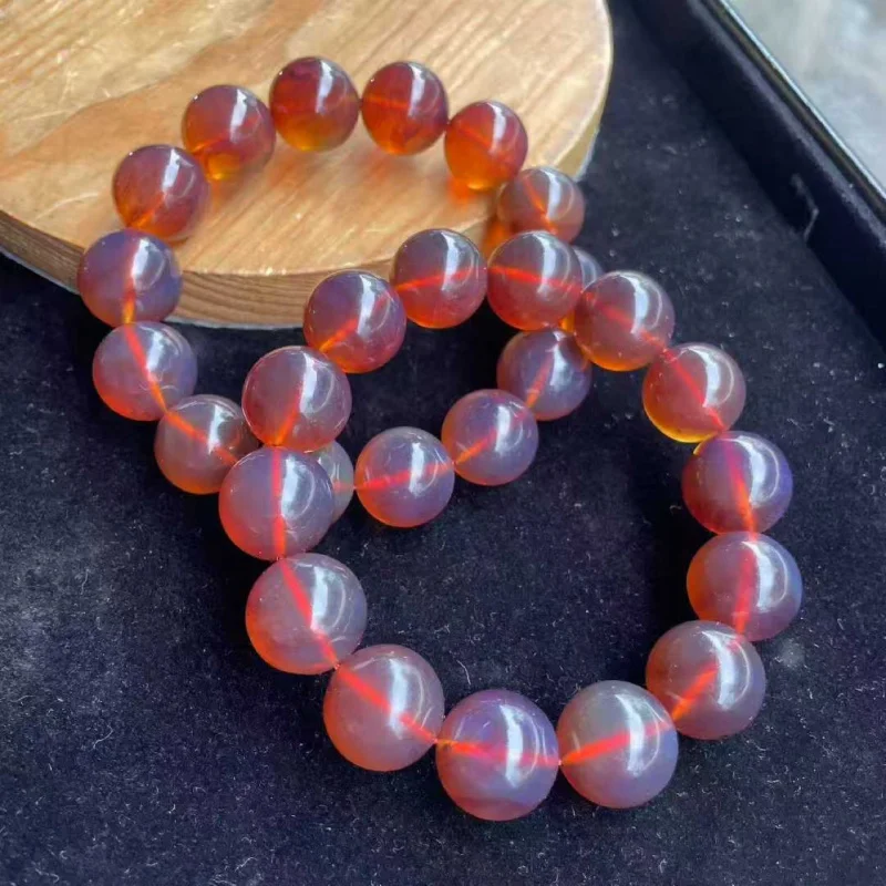 

16mm Lingcao Amber Bracelet No Cracks Colorful Red Purple Suitable Both Men and Women