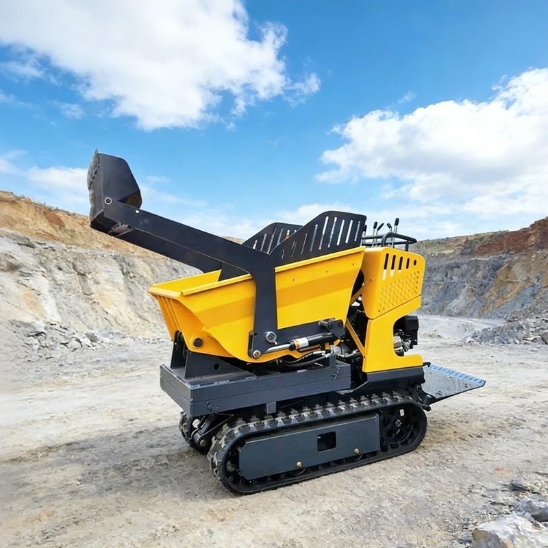 China Automatic Tracked Mini Dumper Adjustable Dump Truck 4x4  Mini Dumper Crawler Wholesale High Efficiency Mini Dumper 500kg