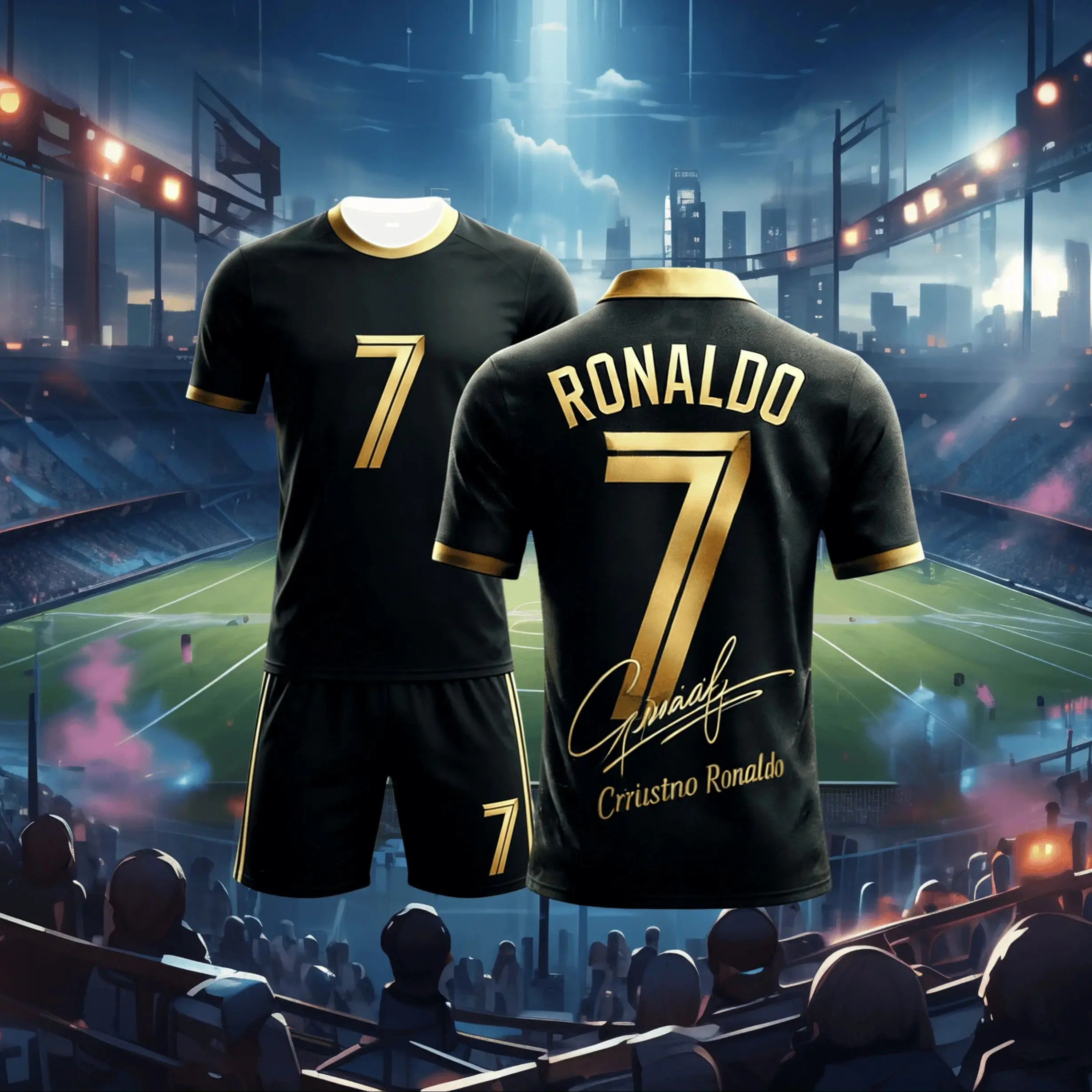 26 Cristiano Ronaldo No.7 Football Suit Set Match Training Uniform Short Sleeve Shorts Set Quick Drying Sportswear Gift kids