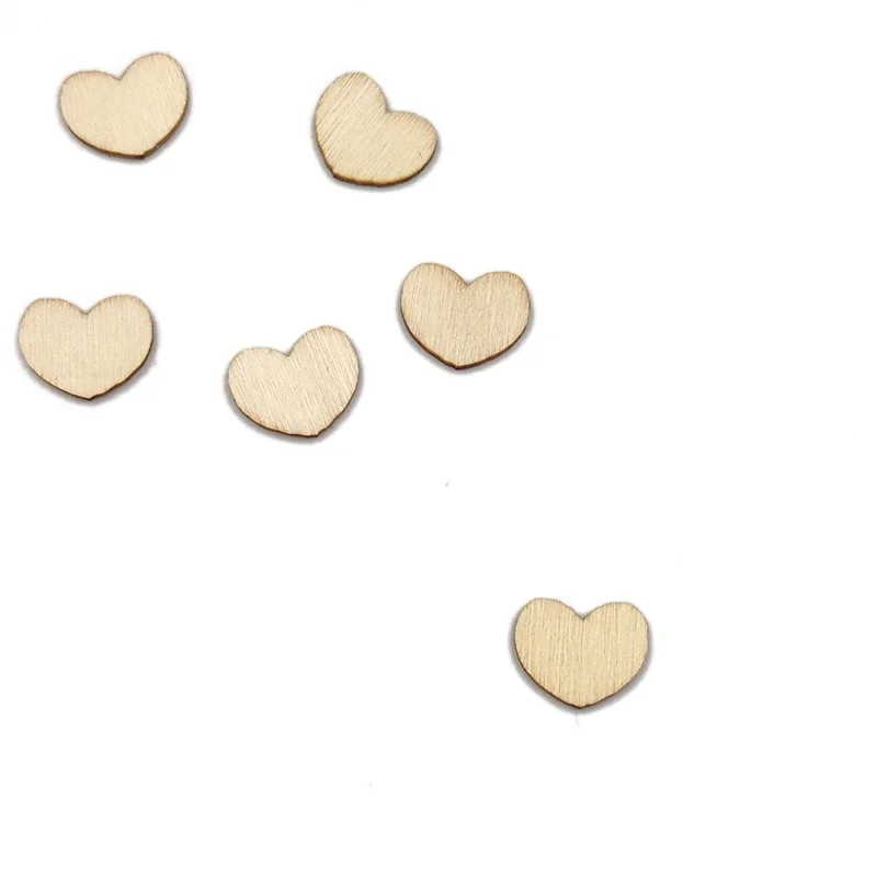 100PCS 12X15MM Small Blank Heart Wood Slices for Valentine's Day Birthday Party Wedding Guest Book Decoration