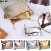 Portable Cosmetic Bag Bright PU Coin Purse Korean Style Wallet Zipper Coin Purse Coin Purse Solid Color Small Item Bag Men