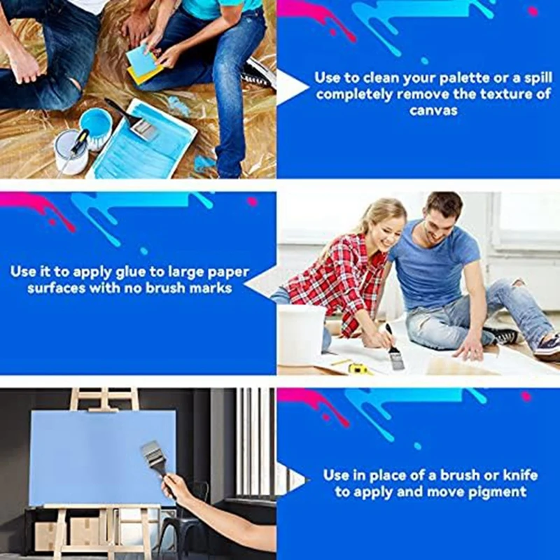 2 buah alat lukisan silikon kuas lukisan untuk lukisan warna ujung lancip (1.5 inci, 2.5 inci)