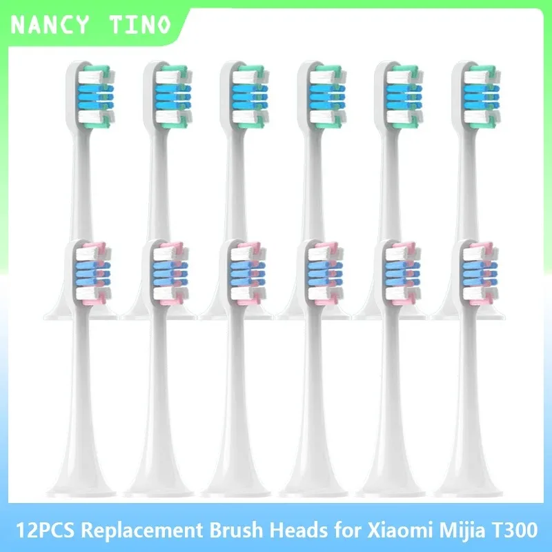 12PCS Vacuum Sealed Packed Replacement Brush Head for Xiaomi Mijia T300/T500/T700 Sonic Electric Tooth Soft Bristle Caps Nozzles