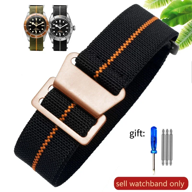 60er Jahre Französische Truppen Fallschirm elastisches Nylon-Armband Herren Universal SmartWatch Handgelenkband 20mm 21mm 22mm