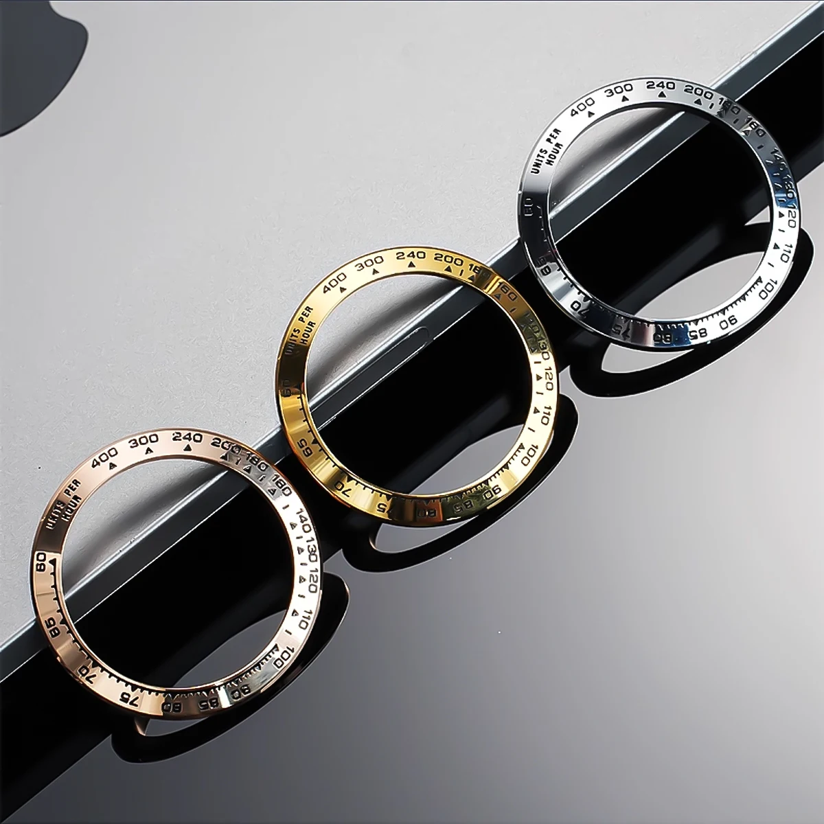 Inserto de bisel de cerámica inclinado Daytona, 38,5x30,5mm, módulo de inserción de bisel plateado especial de Metal, accesorios de reloj