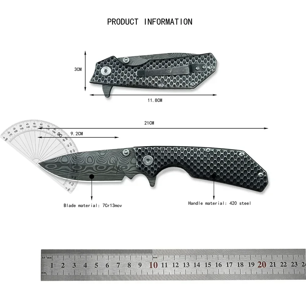 Strider Folding Knife 3.62\'\' 7Cr13mov Blade Textural 420 Steel Handle Outdoor Camping Wilderness Defense Survival Pocket Knife