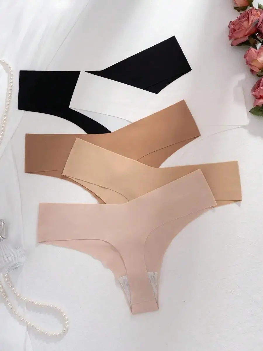 

5 Pcs Women Seamless Invisible T-Style Briefs Quick Dry Comfortable G-String