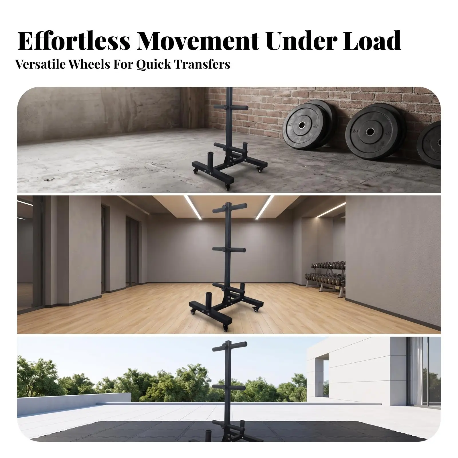 Mobile Weight Plate Rack with Wheels for Garage Gym Iron Plate Tree Storage Stand Heavy Duty Barbell Disc Organizer Rack