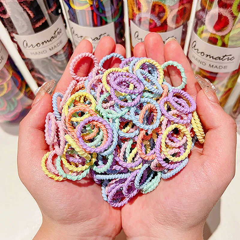 300pcs/box Candy Color Hair Bands Girls Small Rubber Band Hair Ties Hairband Ponytail Holder Scrunchies Hair Ring Accessories