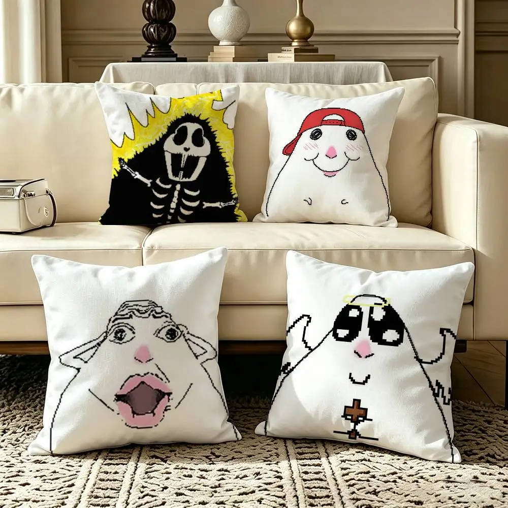 c-Creative Funny Hamster  Square Double-Sided printed Pillow Case Bedroom Bedside Pillow Sofa Cushion Cover