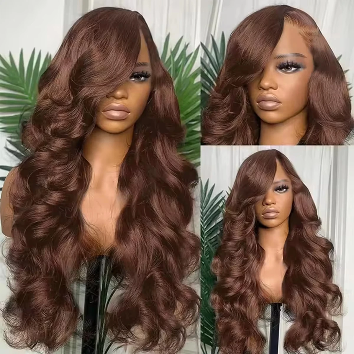 

Body Wave Chocolate Brown 13x4 Lace Front Wigs Human Hair Pre Plucked Brazilian 4# Brown Virgin Hair HD Frontal Wig For Women