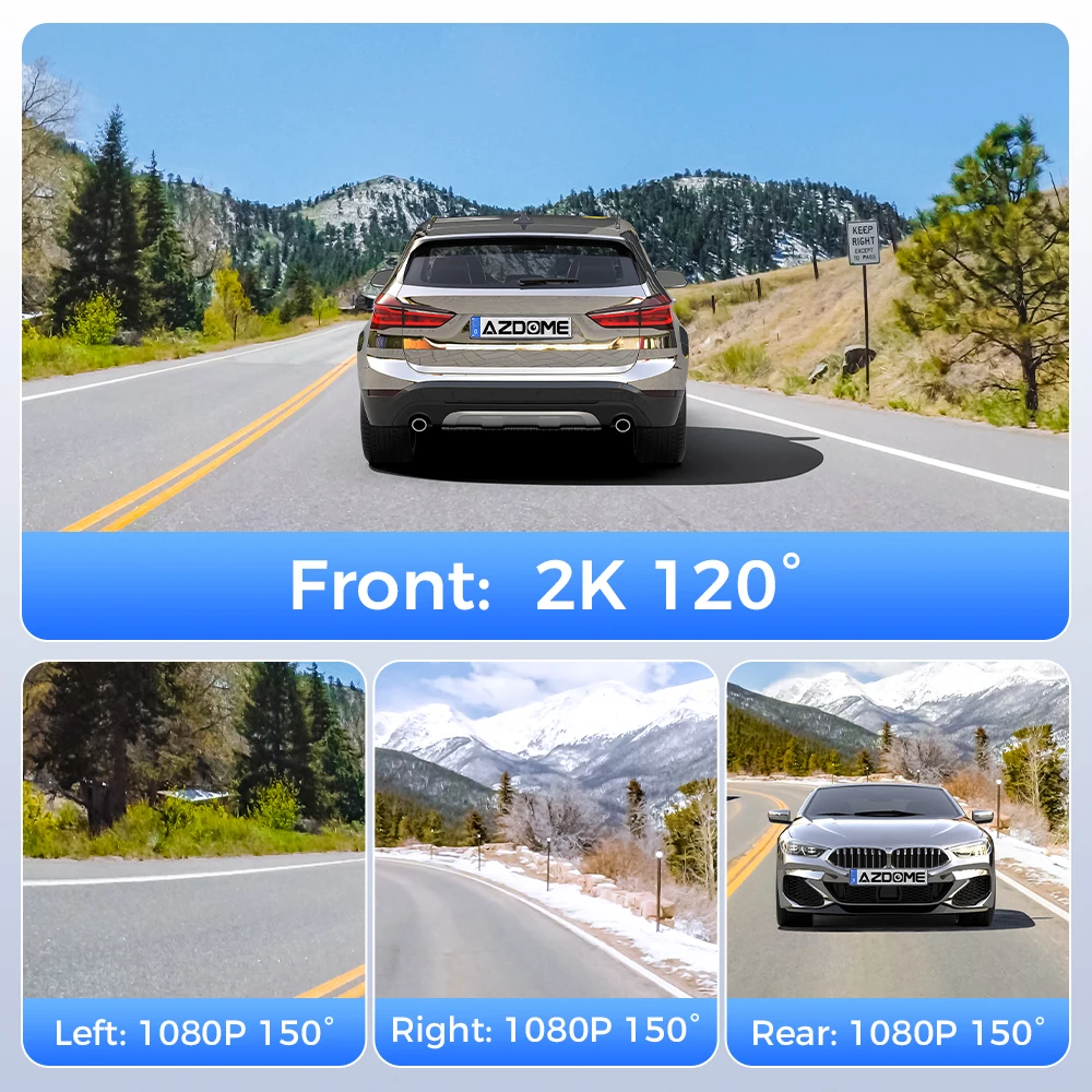 AZDOME Dash Cam M660 2K + 3*1080P 4CH Auto DVR GPS 5G Wifi Ingebouwde 128GB eMMC Spraakbesturing 24H Parkeermonitor Super Nachtzicht