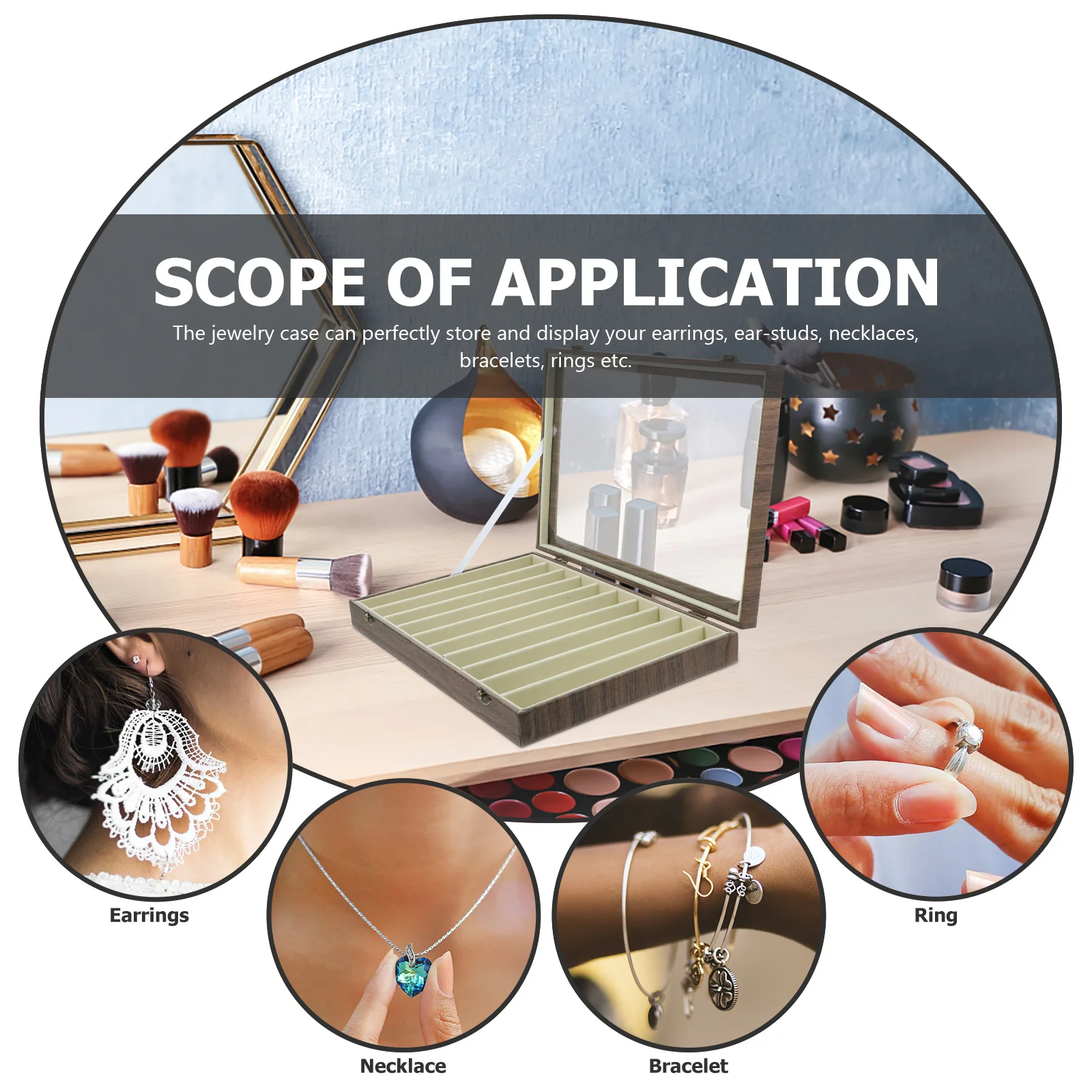 

Jewelry Storage Box 10 Compartments Transparent Necklace Organizer Display Case for Earrings Rings Bracelets Home Travel