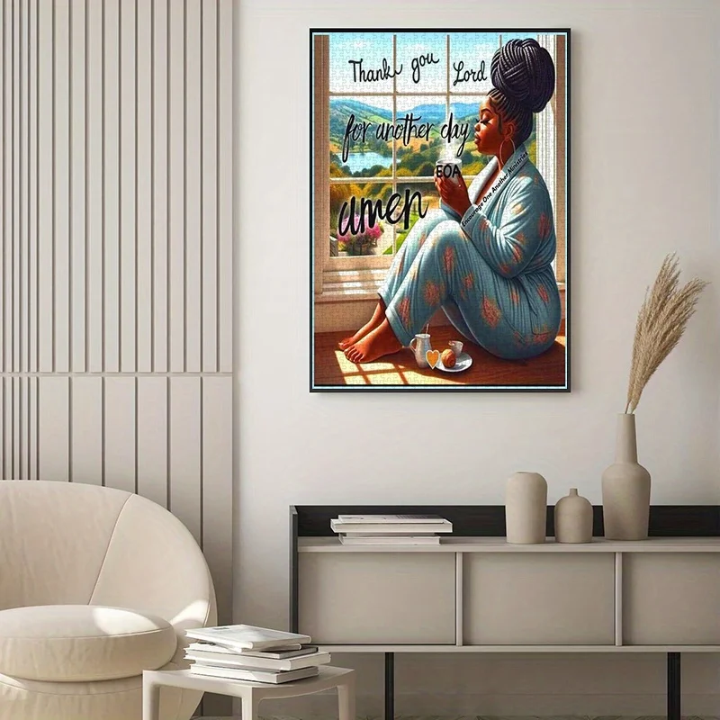 1000개 종이 퍼즐, 퍼즐, 감사기도, 아프리카계 미국인 여성, 감사, 종교, 고품질 백색 판지 M