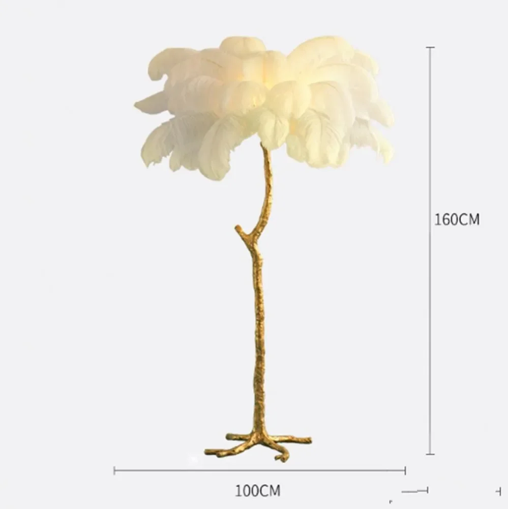 Ostrich Feather Floor Lamp Wedding Road Lead Stand Decoration Bedroom decors Light Living Room Party Backdrop Centerpieces Favor