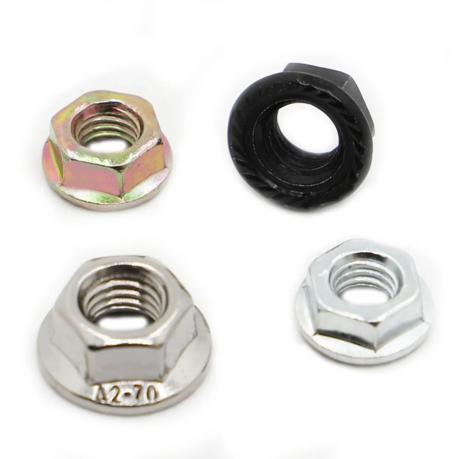 Hex Flange Nut Hexagon Insert Lock Nut Self-locking Locknut 304 Stainless steel Black Carbon Steel M3 M4 M5 M6 M8 M10 M12