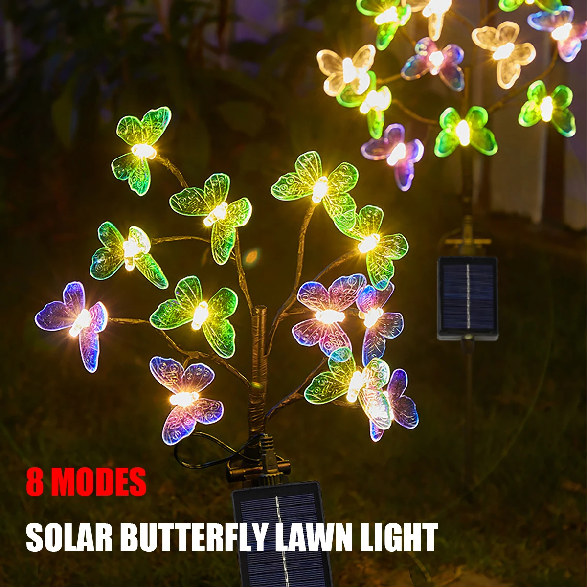 

8 Modes Solar Butterfly Garden Lawn Light Sunlight Powered Outdoor Waterproof Night Lamp for Courtyard Pathway Landscape Decor