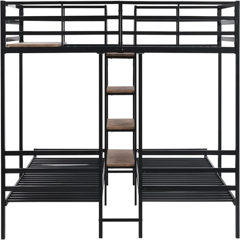 Apartment Triple Bunk Bed For Adult Simple Design Modern Metal Frame Indoor Bunk Bed Home Furniture Suitable