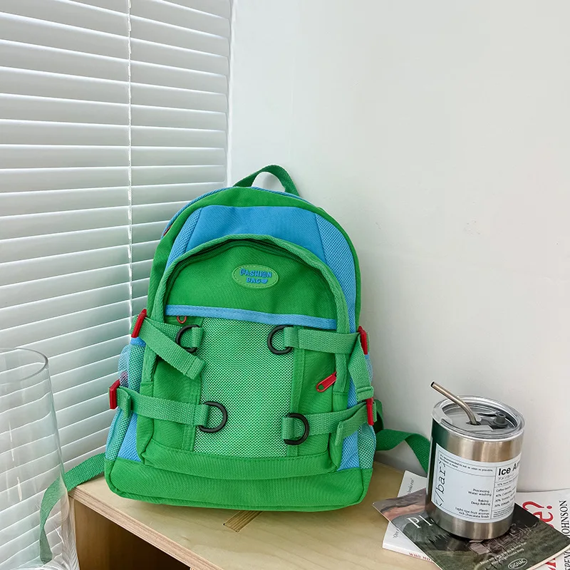 Mochila infantil de grande capacidade, estilo coreano simples, cor de retalhos, mochila casual para estudantes, elegante, nova, 2023