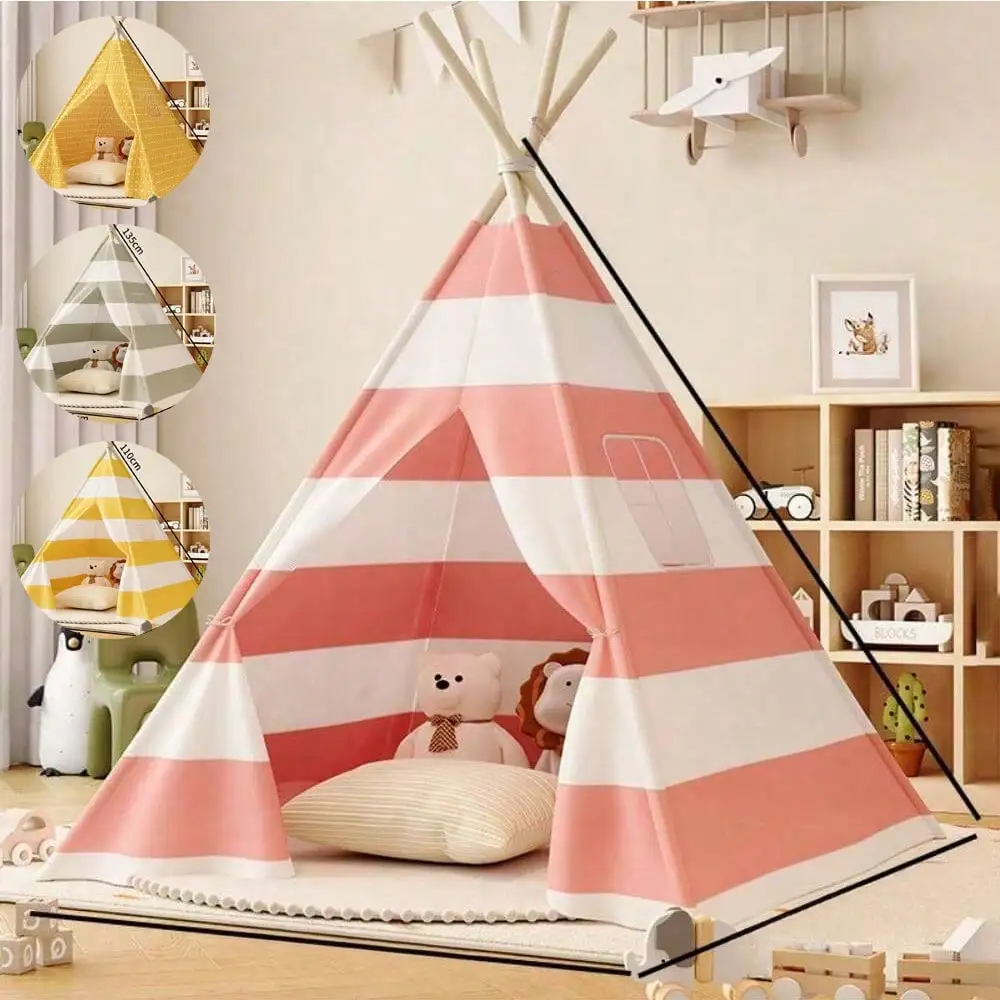 Tente tipi pour enfants, maison d'intérieur, wigwam de princesse pliante portable, tente de château jouet pour fille et garçon, maison de jeu, tente indienne, 1.6m, 1.35m