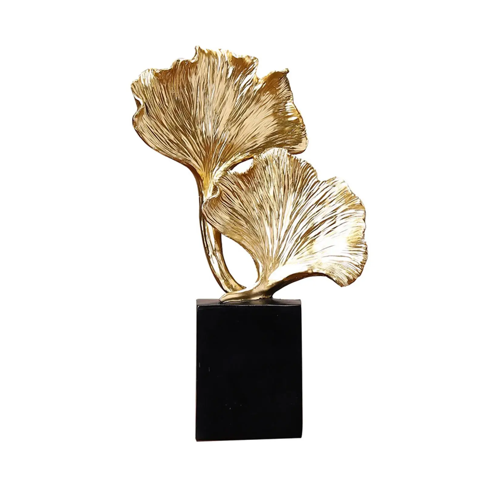 Elegant Gold Ginkgo Leaf Figurine Statue for Bedroom Bookshelf Office Desk Modern Decor