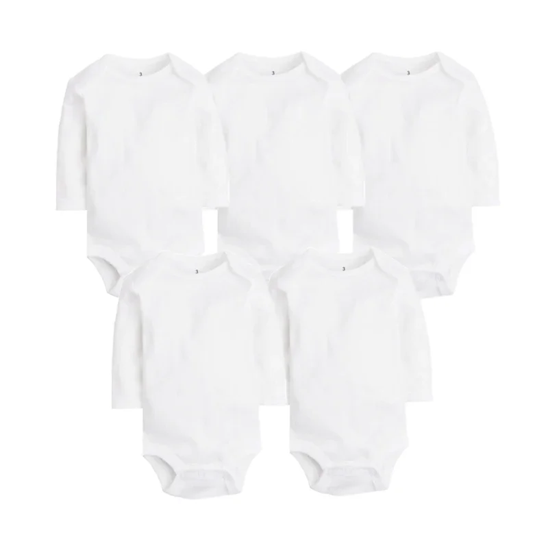 

5PCS/LOT Newborn Baby Clothing 2026 Summer Short Sleeve Baby Boy Girl Clothes 100% Cotton White Kids Baby Bodysuits & Jumpsuits