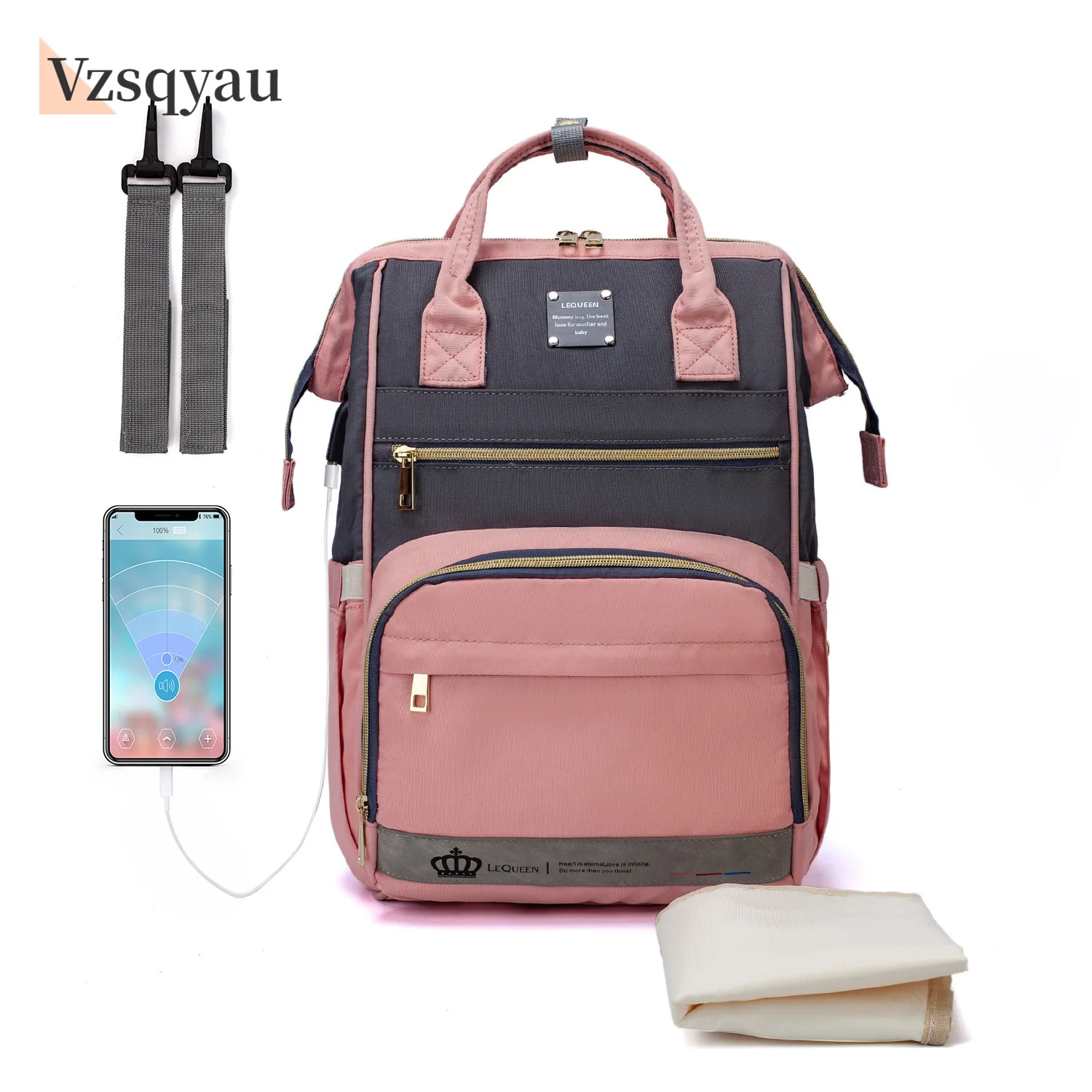 

Baby Nappy Bag Mummy Bag Backpack Waterproof Storage Handbag Outdoor Travel Mommy Maternity Bag For Baby Stuff Gray Diaper Bags