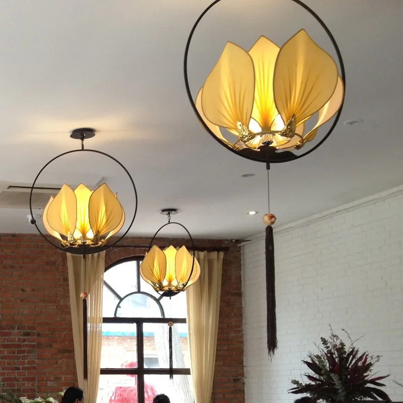 

New Chinese style all-handmade lotus craft chandelier, homestay, vegetarian hall, restaurant, clubhouse, tea house, tea room