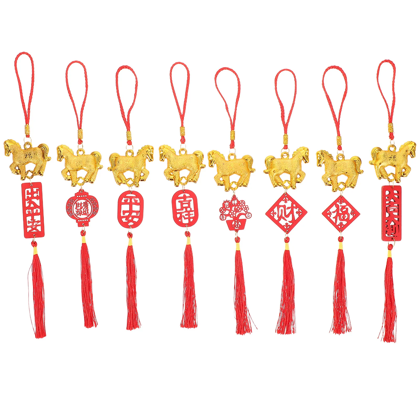 Pendentif cheval, 8 pièces, décor du nouvel an chinois, bonsaï d'intérieur et d'extérieur, ornements suspendus pour Festival de printemps, maison, bureau, nouvel an
