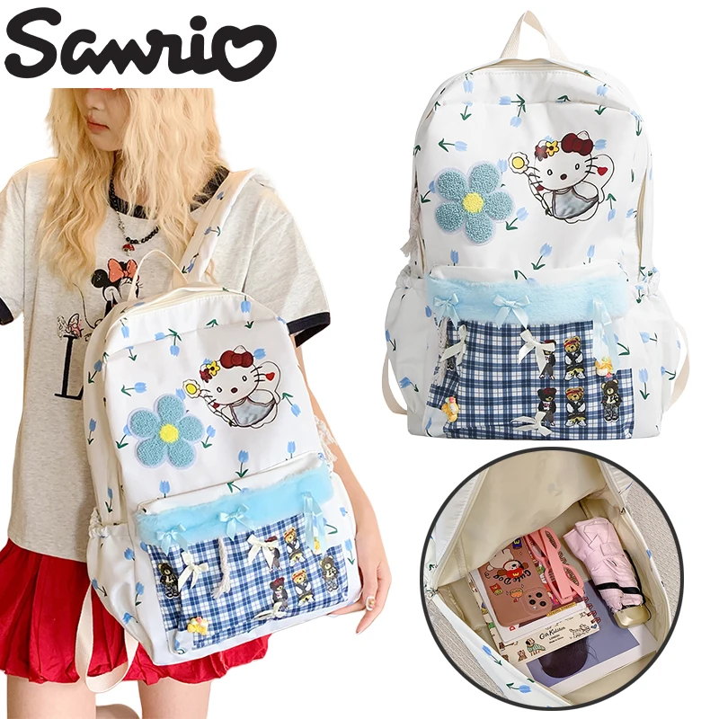 

Sanrio Hello Kitty Women Travel Backpack Anime Large Capacity Portable Schoolbag School Supplies Stationery Girls Cute Backpack