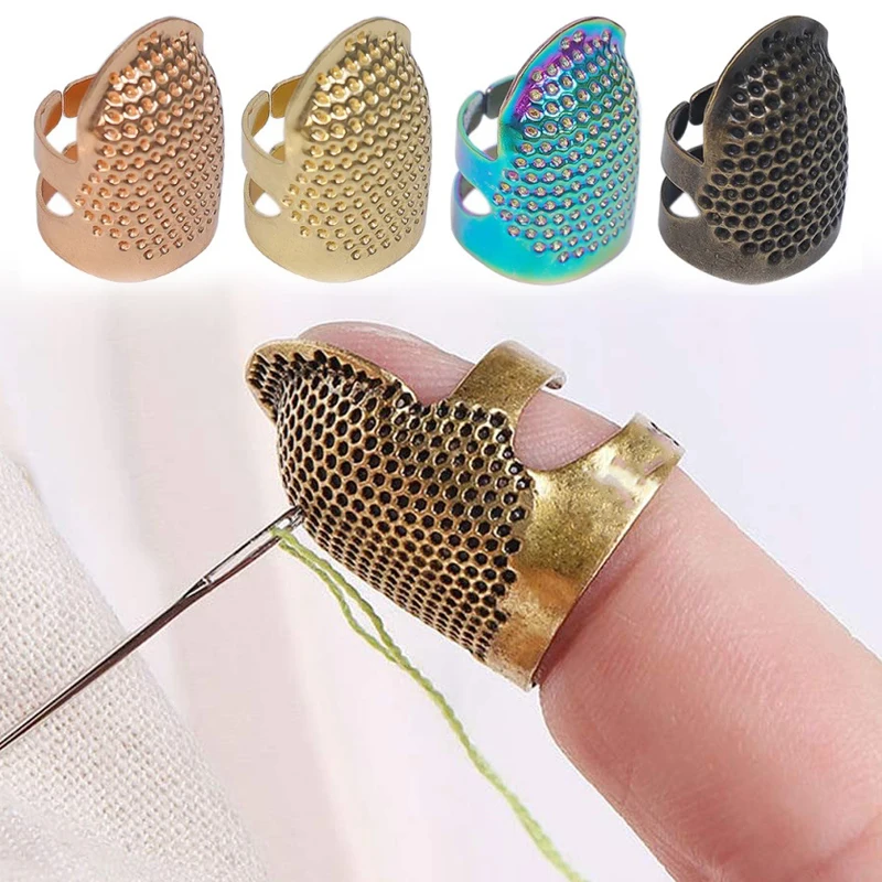 

2PCS Vintage Adjustable Thimble Hand Sewing Thimble Ring Home Non-slip Needle Press Finger Sleeve DIY Craft Embroidery Tools