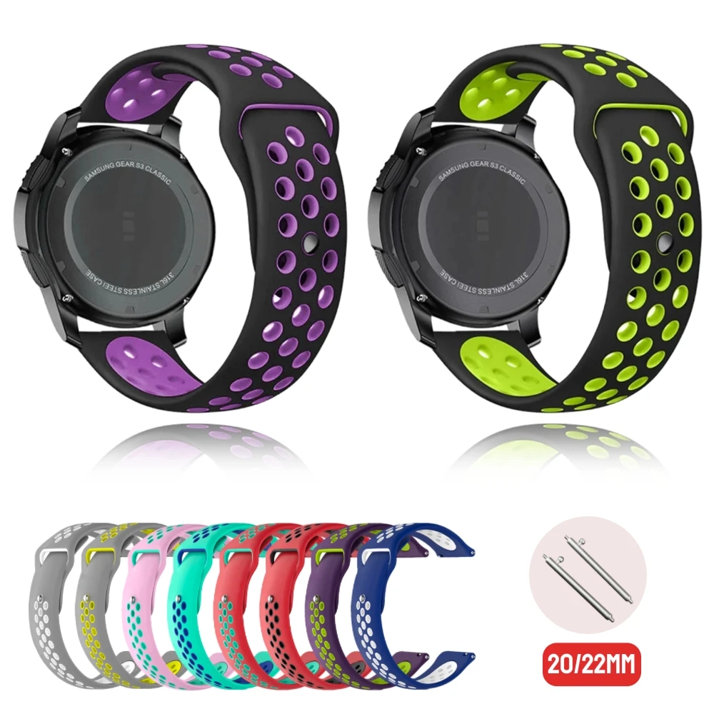 Tali silikon 20mm 22mm untuk Amazfit GTS 4/3/2/2e/GTS2 Mini/GTR 4/GTR2/2e/stratos 2/3 pro gelang jam tangan olahraga Amazfit bip Strap