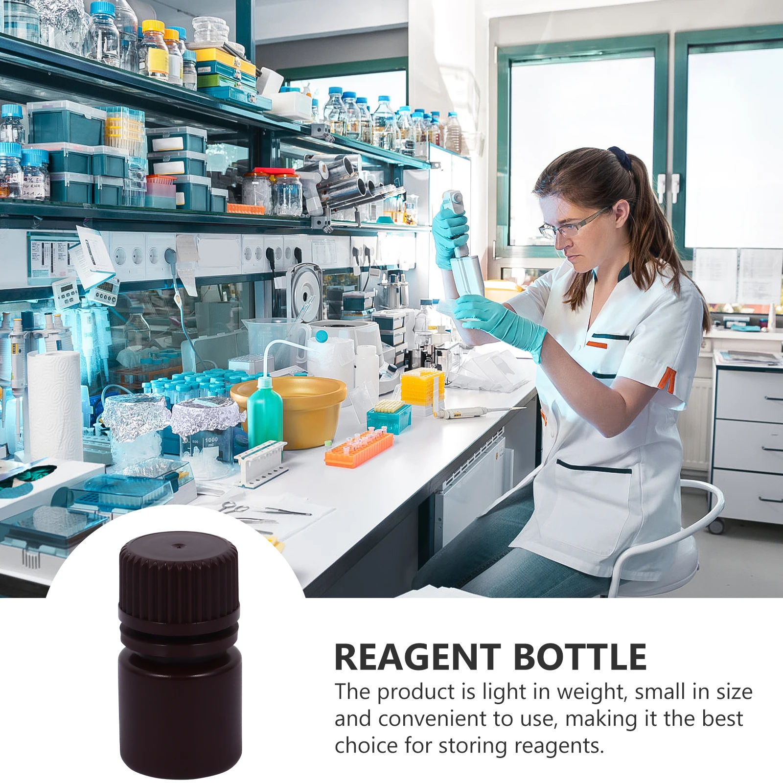 

20 Pcs Reagent Bottle Containers with Lid Plastic Empty Pipeline Dredge Bottles Brown Laboratory