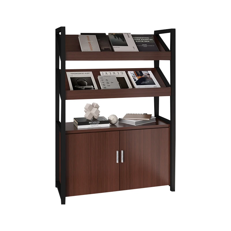 Paper Newspaper Rack Magazine Rack Shelf Booklet Information Display Rack Floor-to-ceiling with cabinet