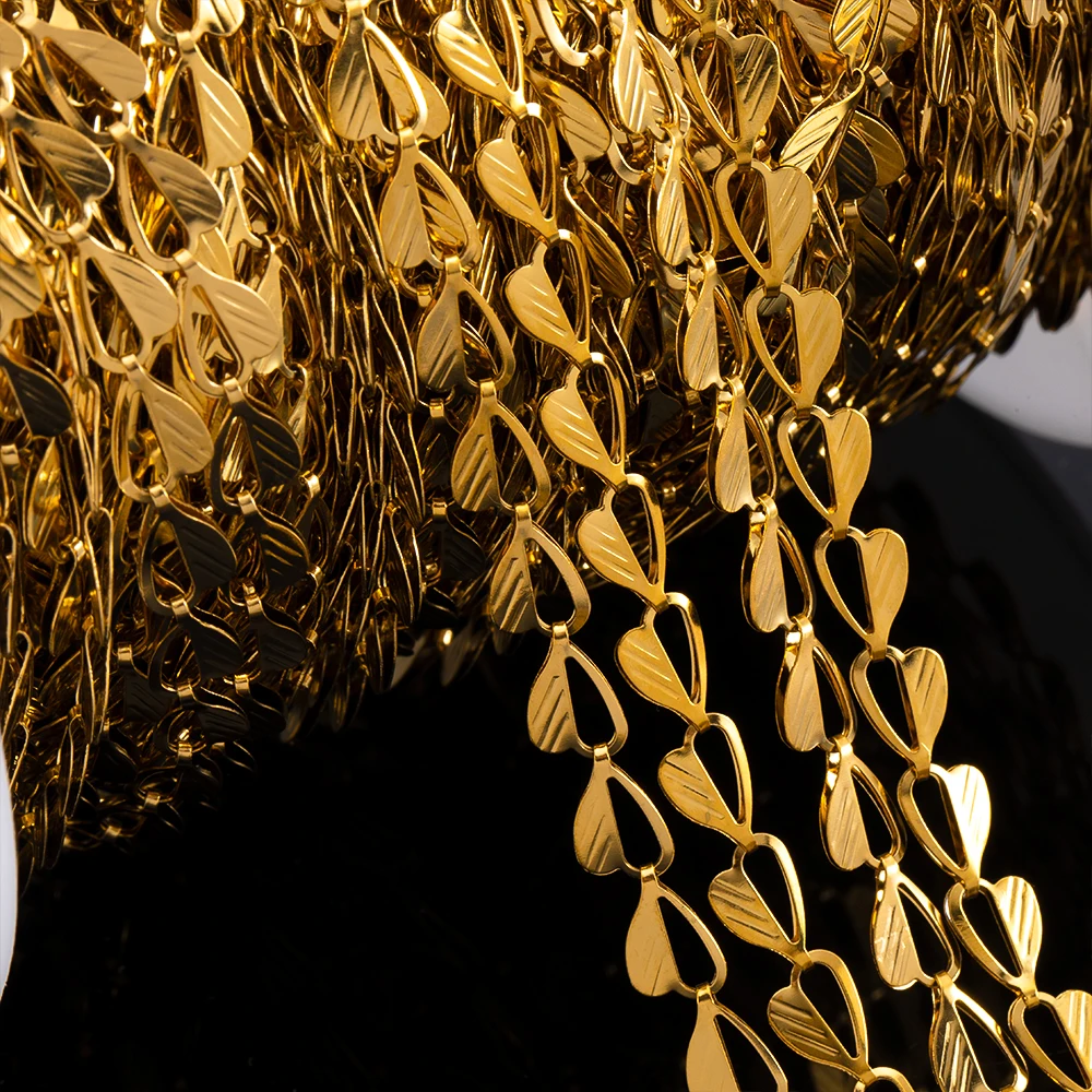 1Meter Stainless Steel Asymmetrical Love Heart Chain Gold Plated Necklace Chains DIY Handmade Bracelet Material Jewelry Findings