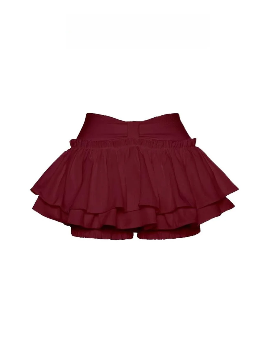 

Красная пышная юбка трапециевидной формы с высокой талией, женские осенние балетные расклешенные юбки Pure Desire, корейская версия для поездок на работу