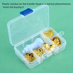 Wax seal seal 6 pieces of sealed wax seal copper seal 1 plastic handle storage box 1 DIY (love rose bow cat claw snowflake)