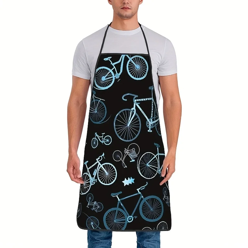 I Love My Bike Cycling Themed Printed Apron for Men and Women Adjustable Artistic Kitchen Cooking Apron