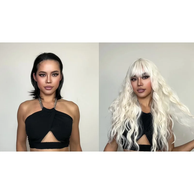 

Светло-русые вьющиеся волосы с челкой из синтетических волос для париков для косплея Лолиты