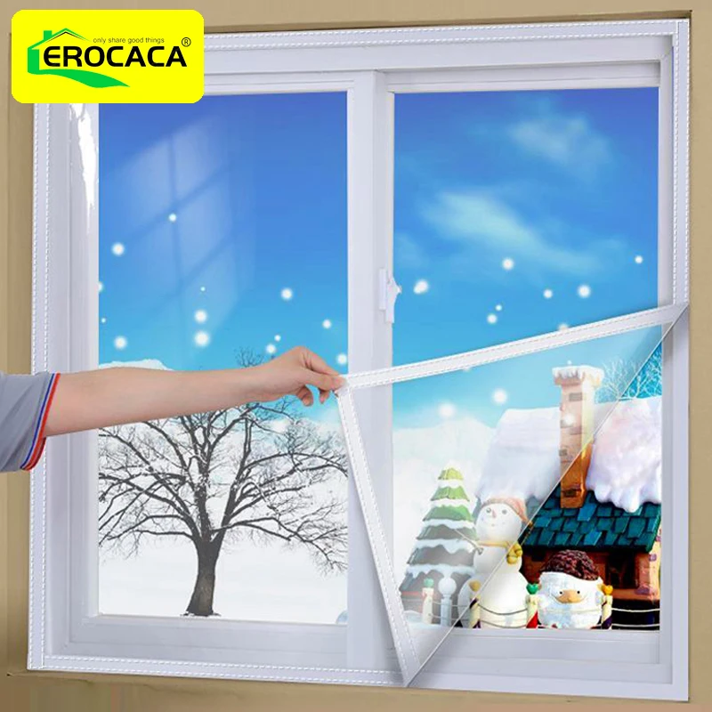 

Window Insulation Film Winter Indoor Windproof Warm Self-Adhesive For Energy Saving Clear Soft Glass Shrink Heat Film EROCACA